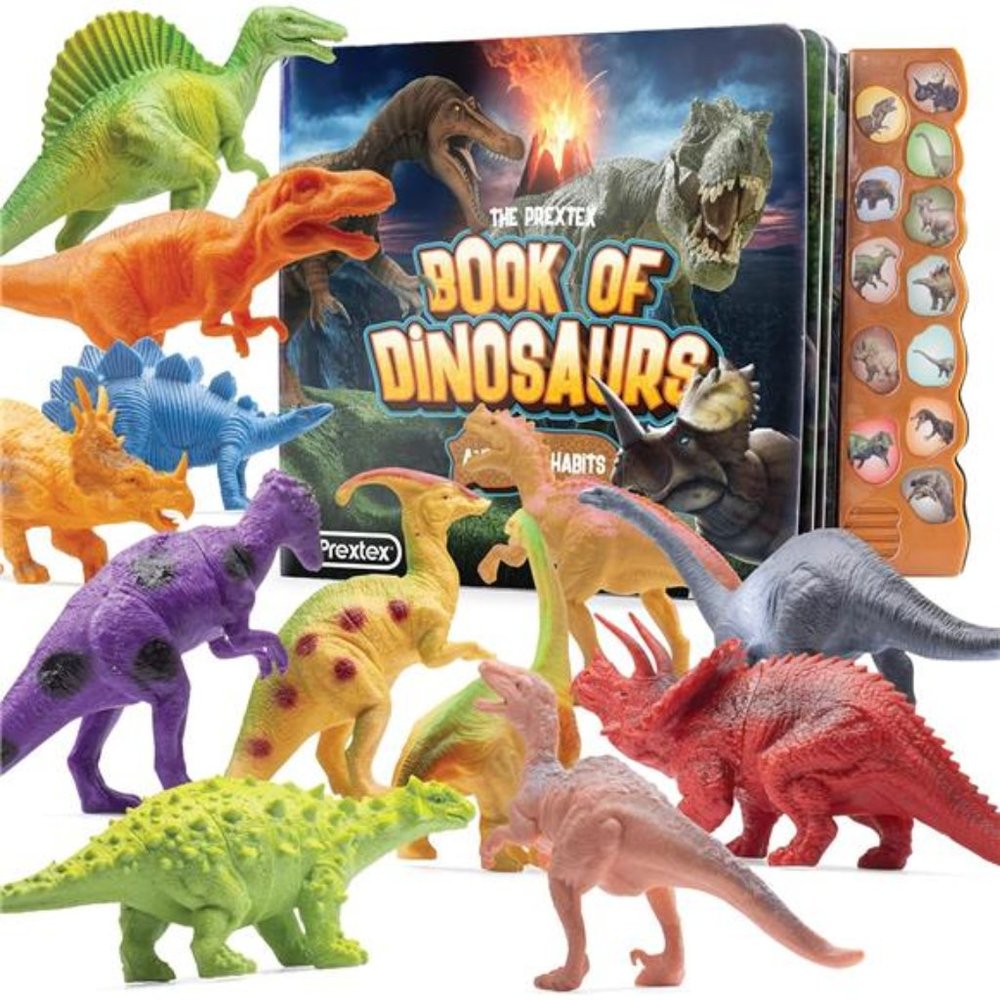 Dinosaur Toys for Kids 3-5 (12 Plastic Dinosaur Figures & Interactive Dinosaur)